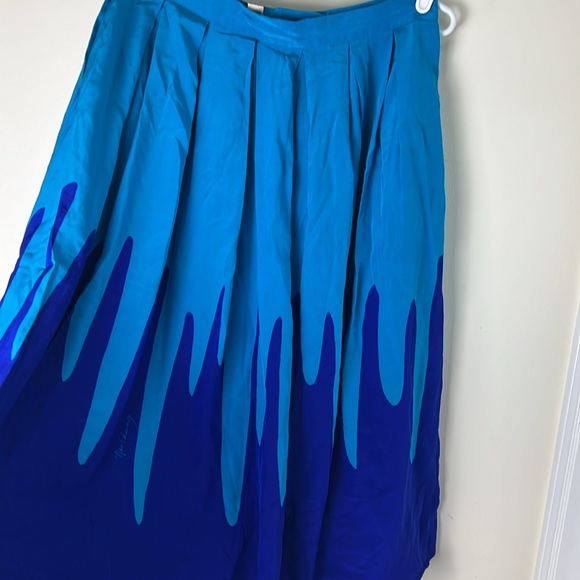 Vintage 100% Silk Skater Inverted Pleat Skirt Size Medium - Picture 4 of 13